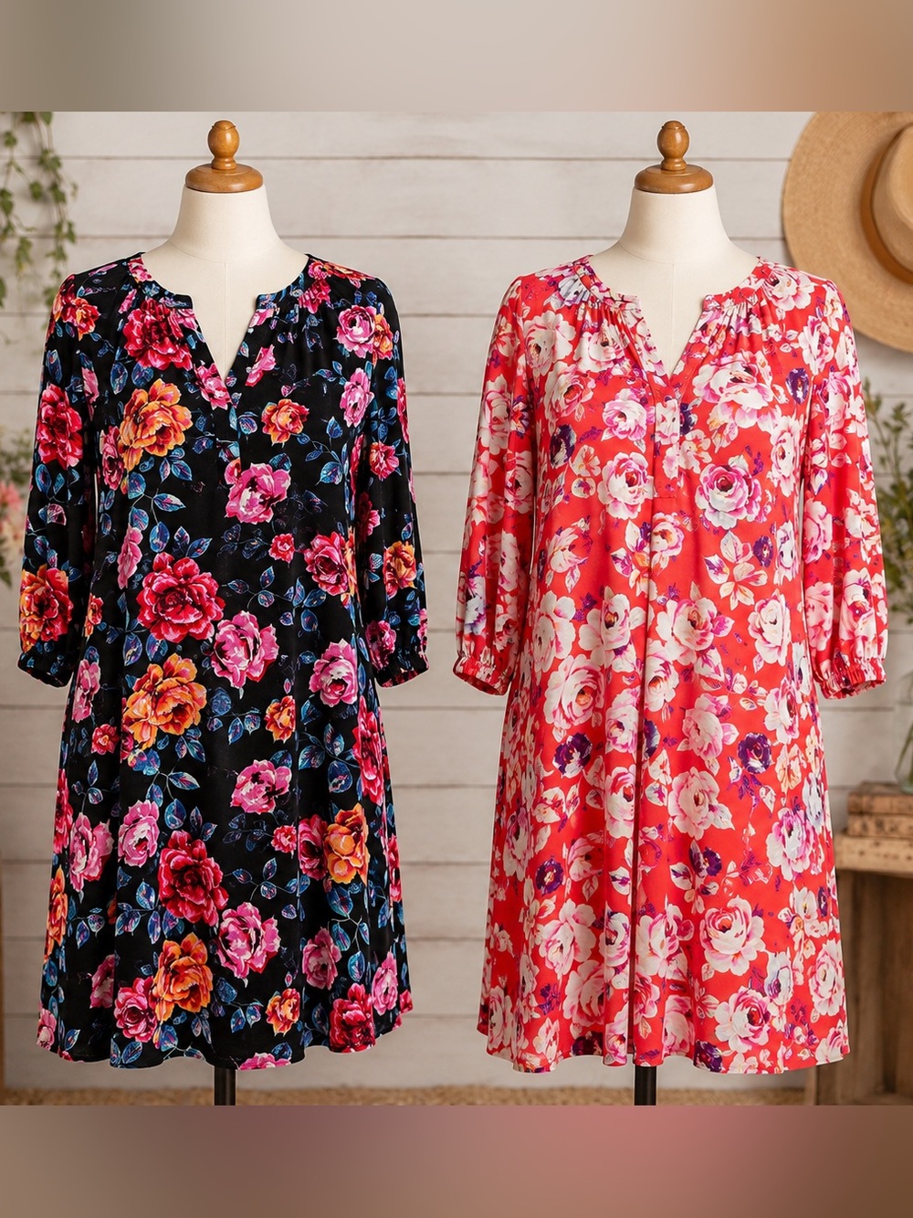 Bundle of 2 The Pioneer Woman Floral Dresses Medium Boho Cottagecore Rayon